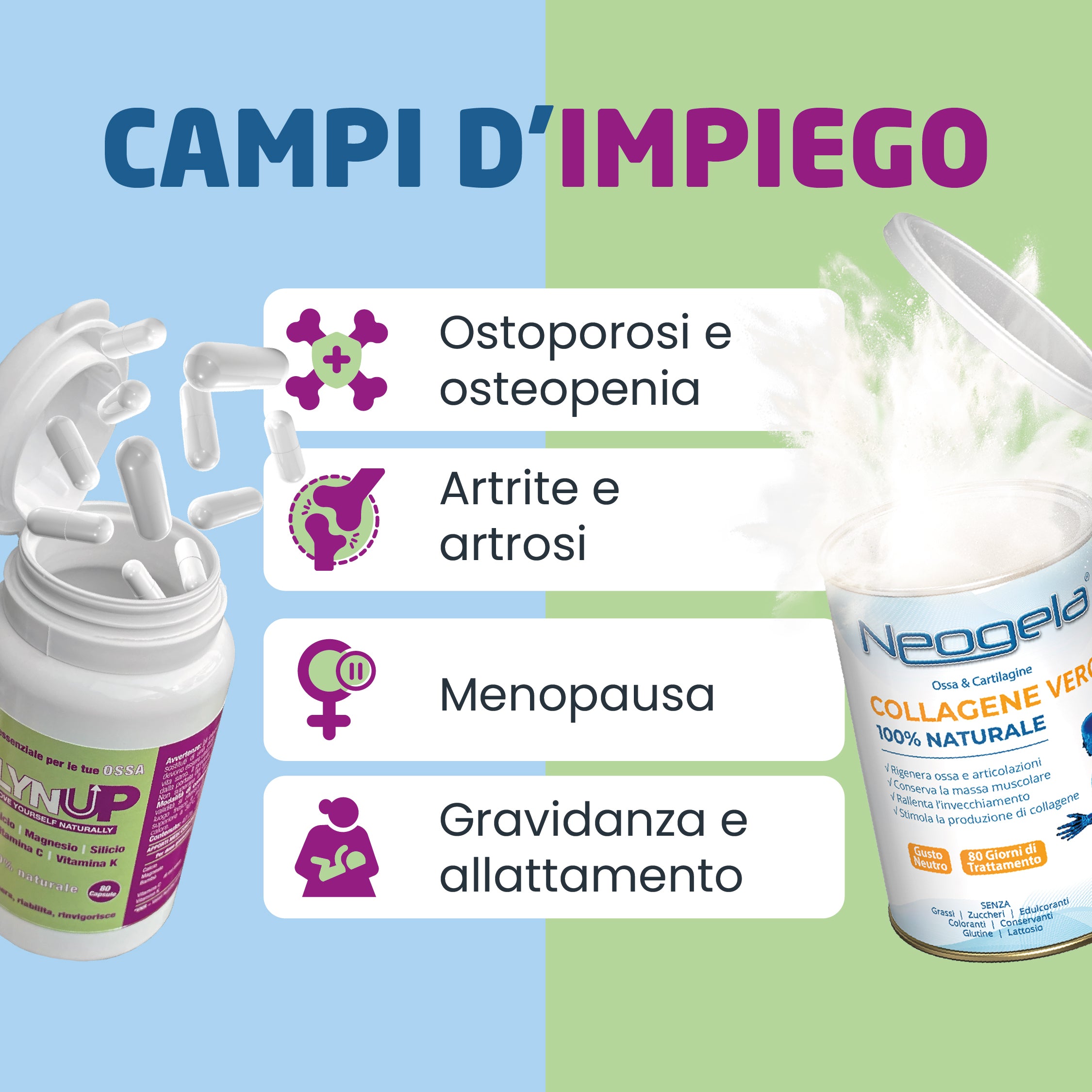 Pack Ossa Sane - 1 Neogela collagene + 1 Lynup vitamine e minerali