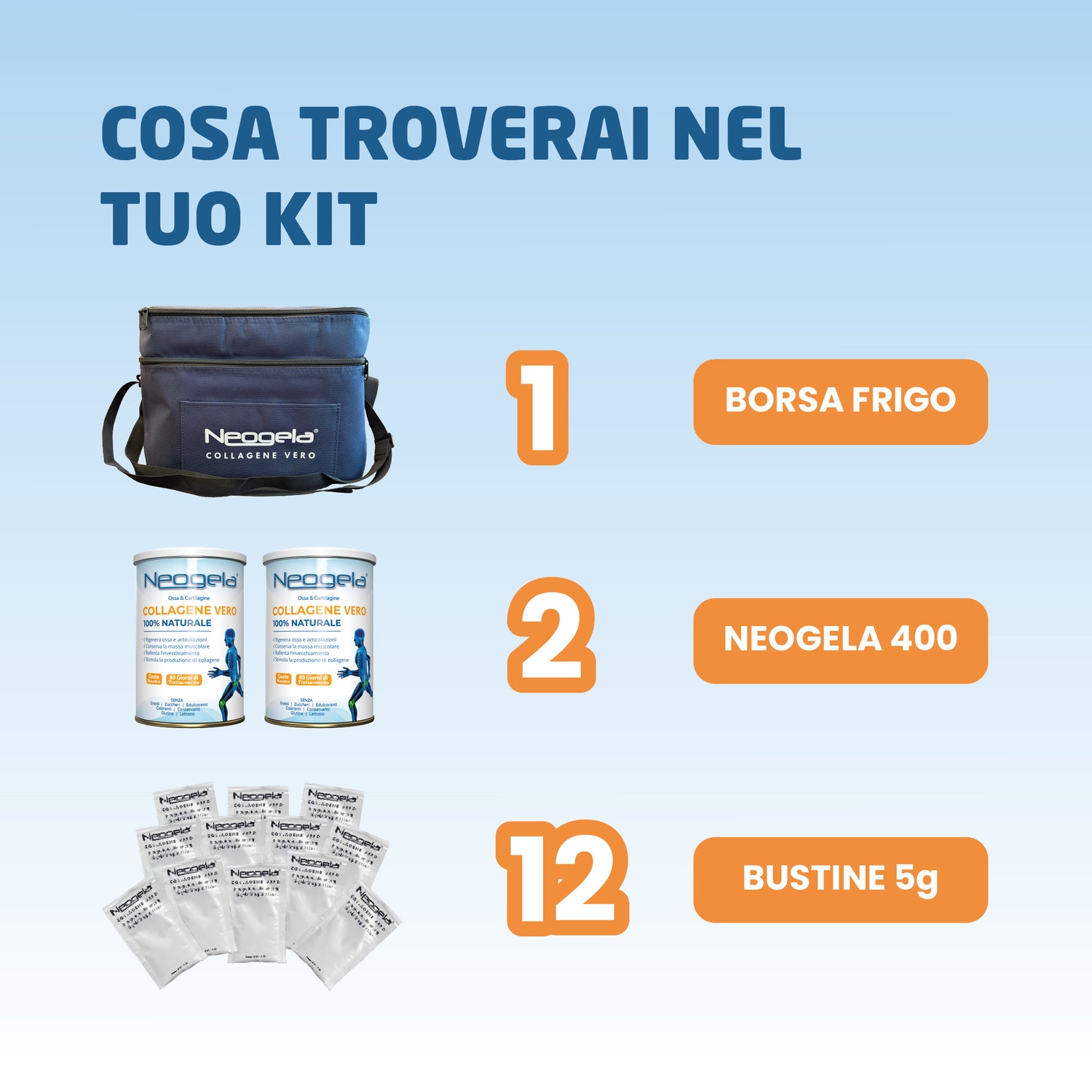 2 Neogela + 12 Buste + Borsa frigo